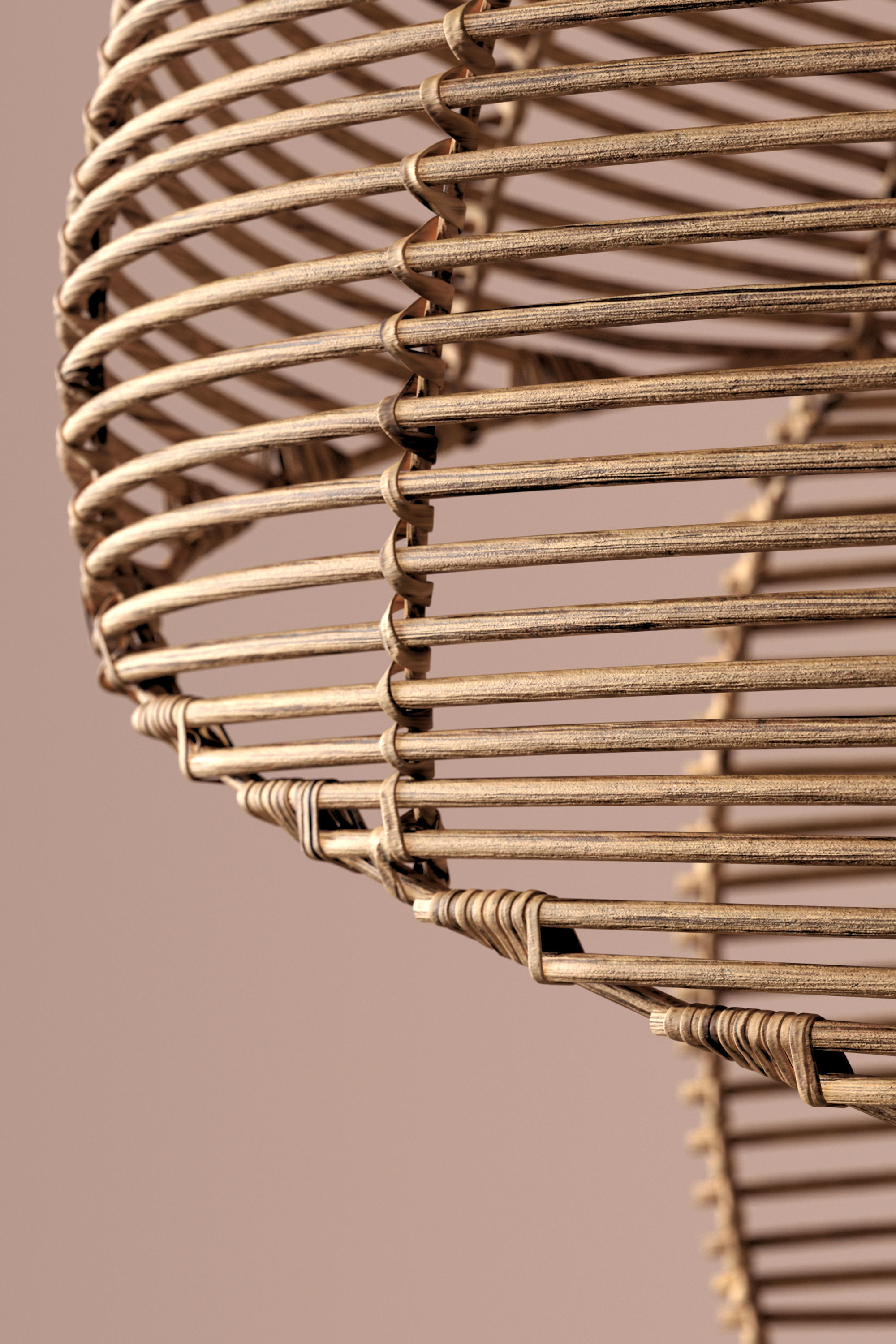 Spiral Shell Shaped Rattan Ceiling Lamp 3D model_5