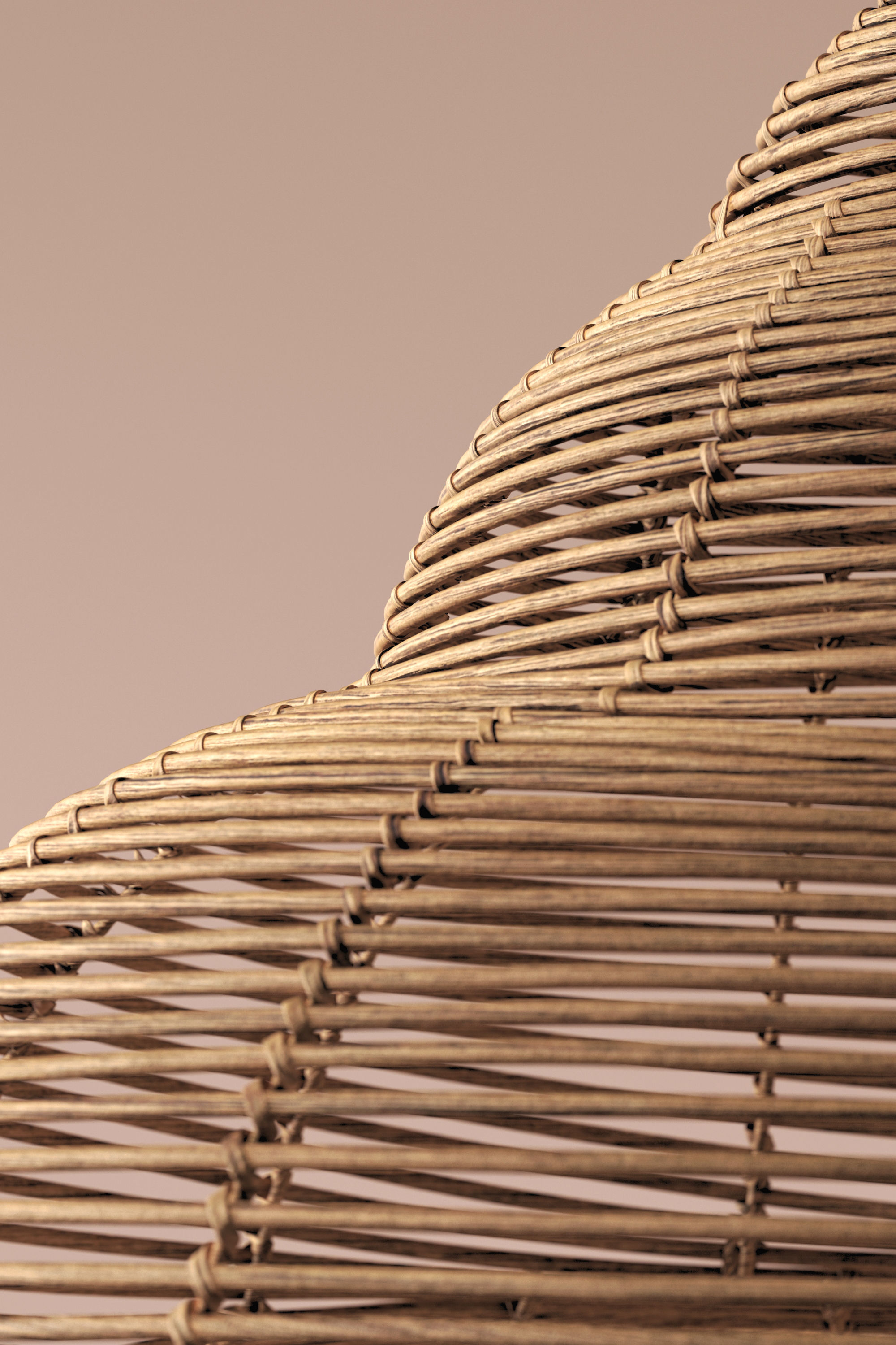 Spiral Shell Shaped Rattan Ceiling Lamp 3D model_4