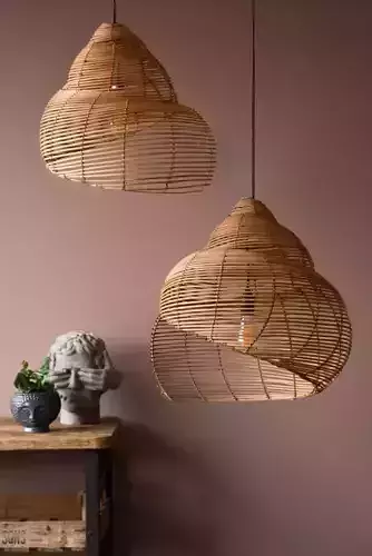 Spiral Shell Shaped Rattan Ceiling Lamp 3D model