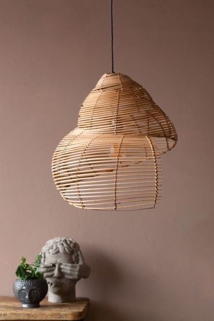 Spiral Shell Shaped Rattan Ceiling Lamp 3D model_2