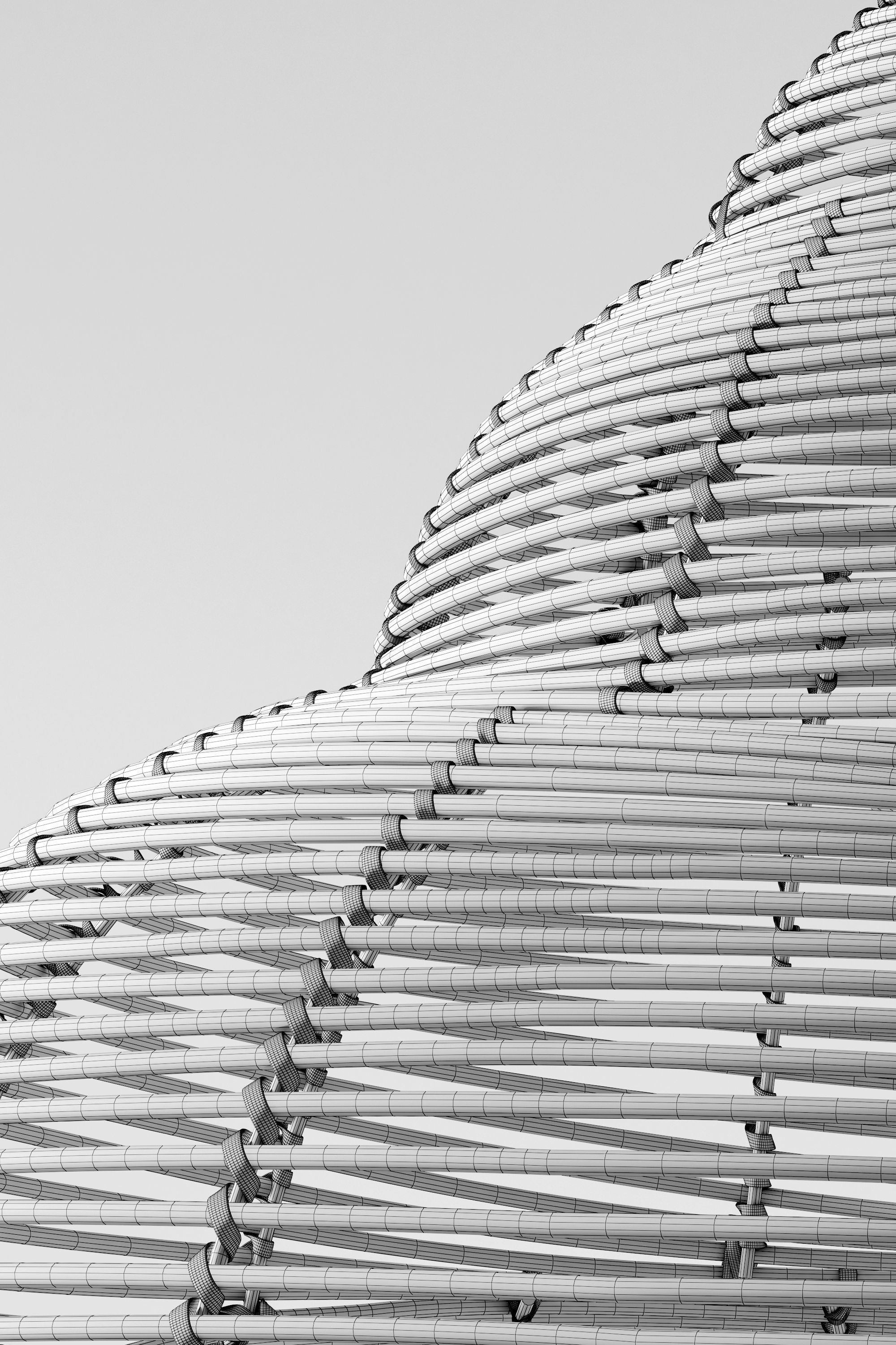 Spiral Shell Shaped Rattan Ceiling Lamp 3D model_6