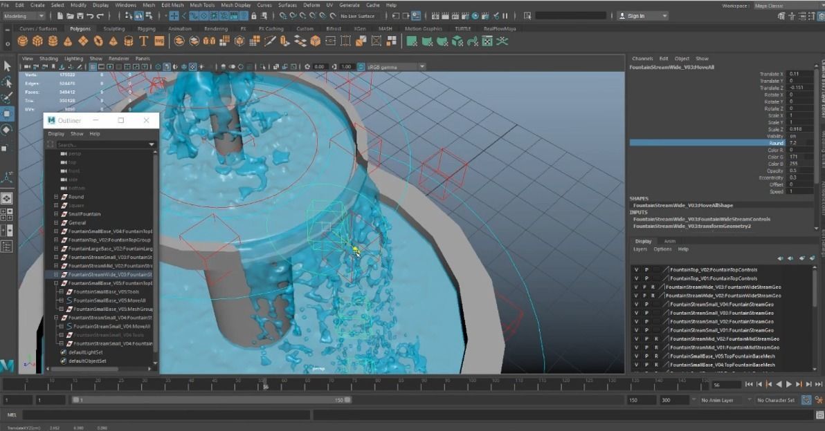 Animated Fountain Set Rig 3D model_6