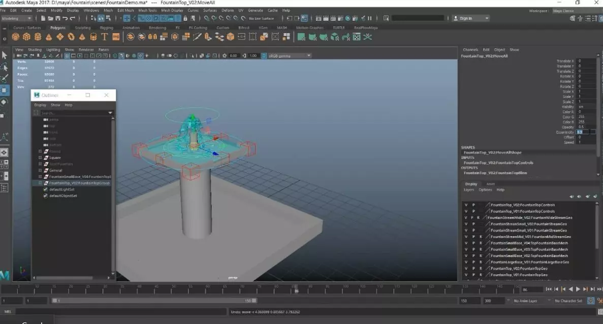 Animated Fountain Set Rig 3D model_0