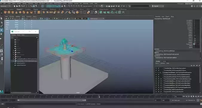 Animated Fountain Set Rig 3D model