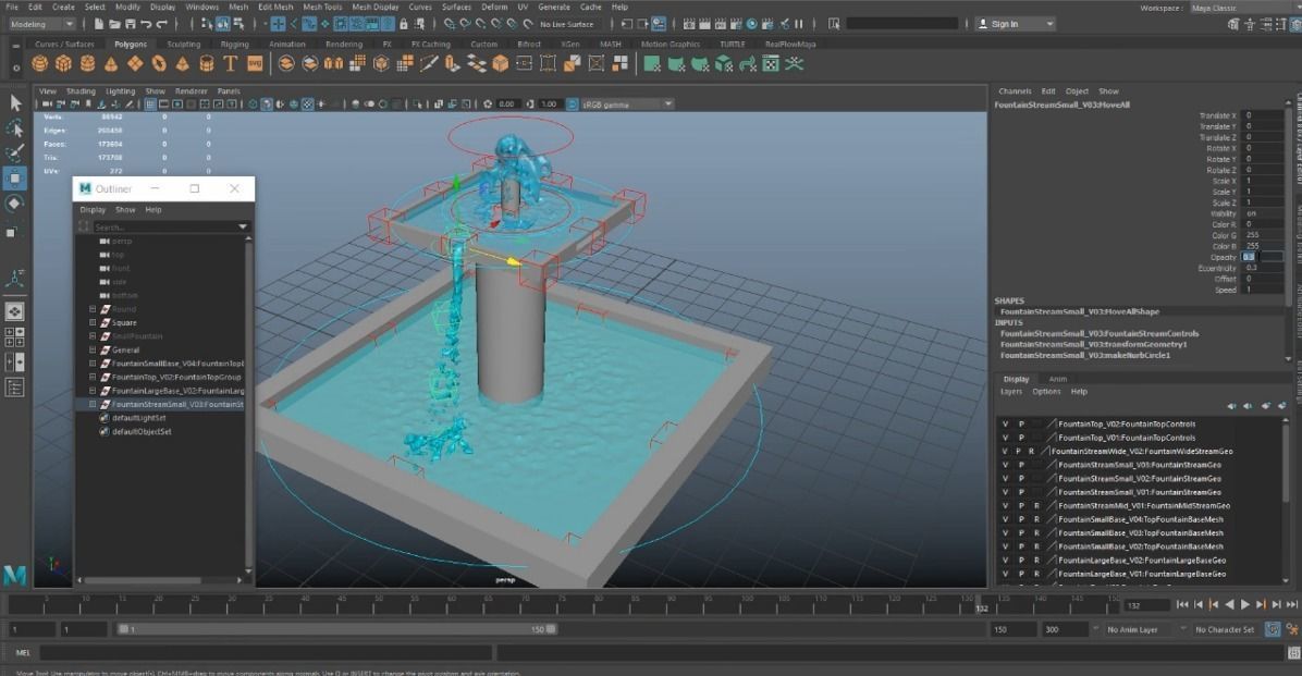 Animated Fountain Set Rig 3D model_3