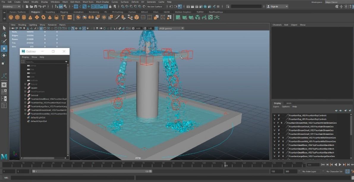Animated Fountain Set Rig 3D model_4