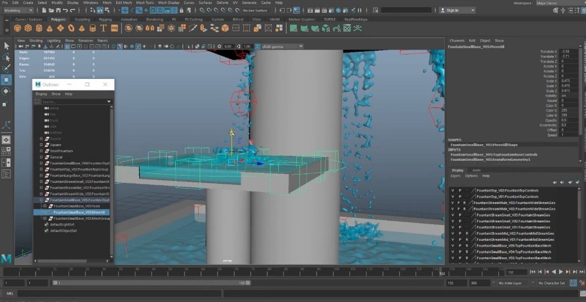 Animated Fountain Set Rig 3D model_5
