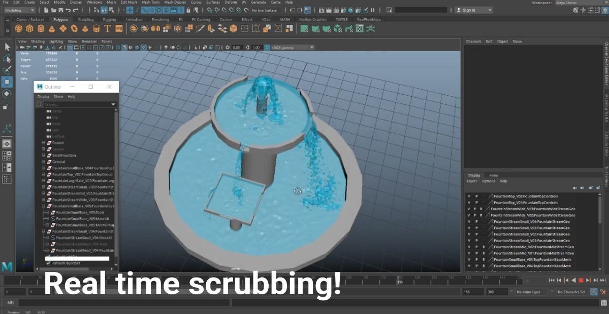 Animated Fountain Set Rig 3D model_7