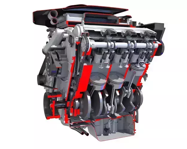 V6 Engine Cutaway 3D model