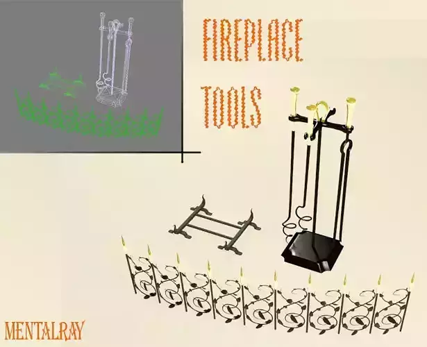 Fireplace tools Free 3D model