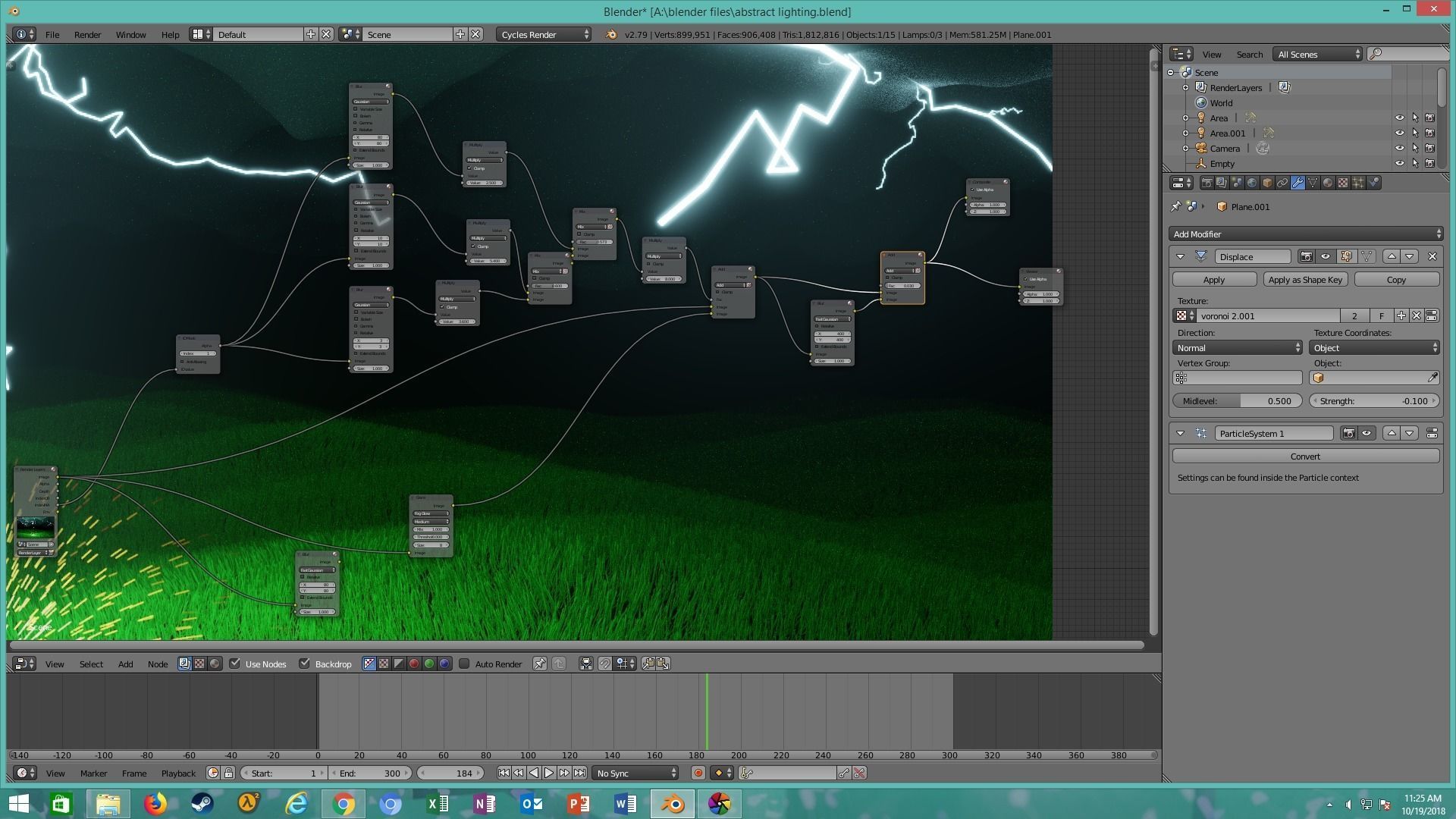 thunderstorm lightning strike on field 3D model_8