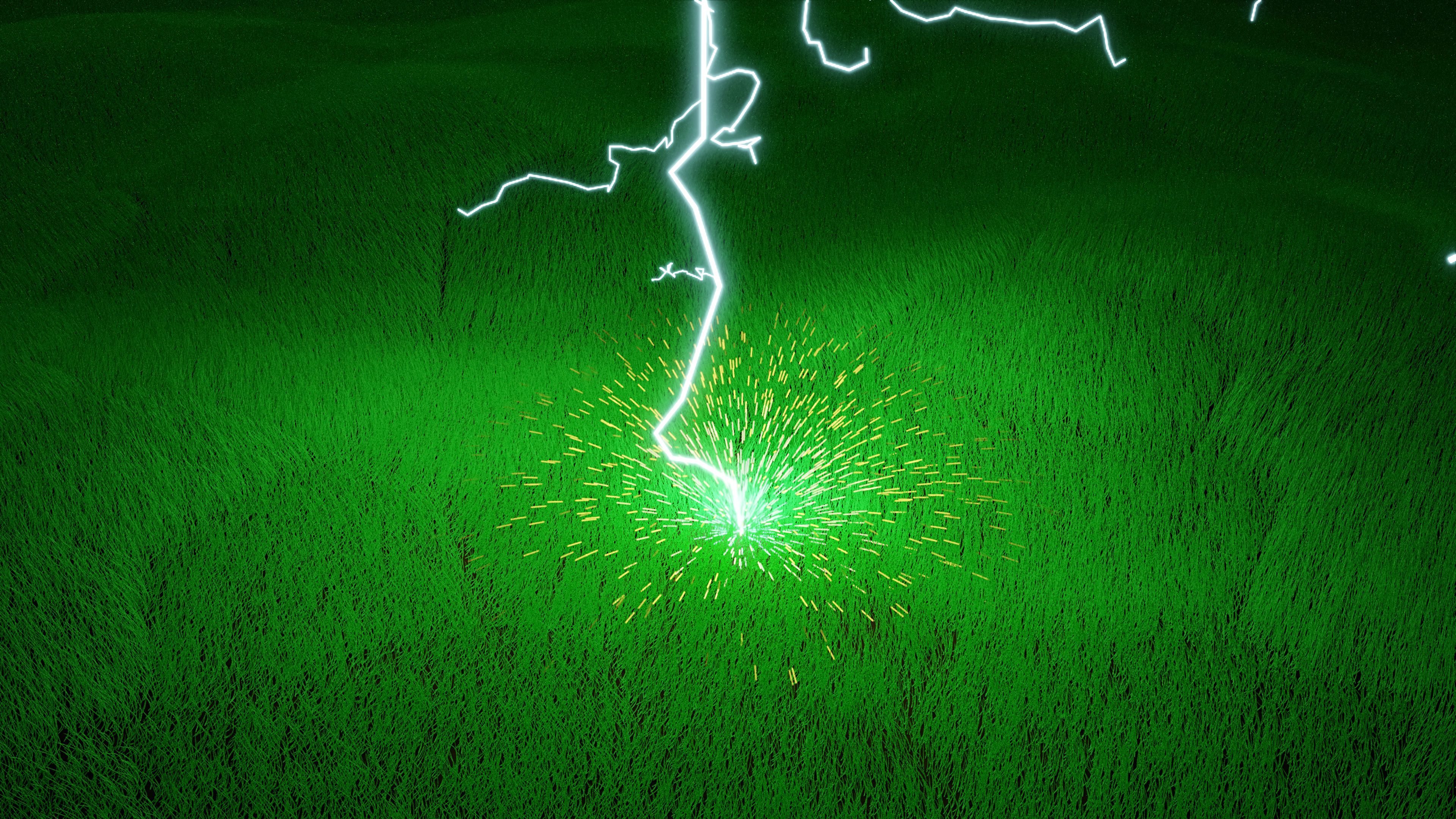 thunderstorm lightning strike on field 3D model_7