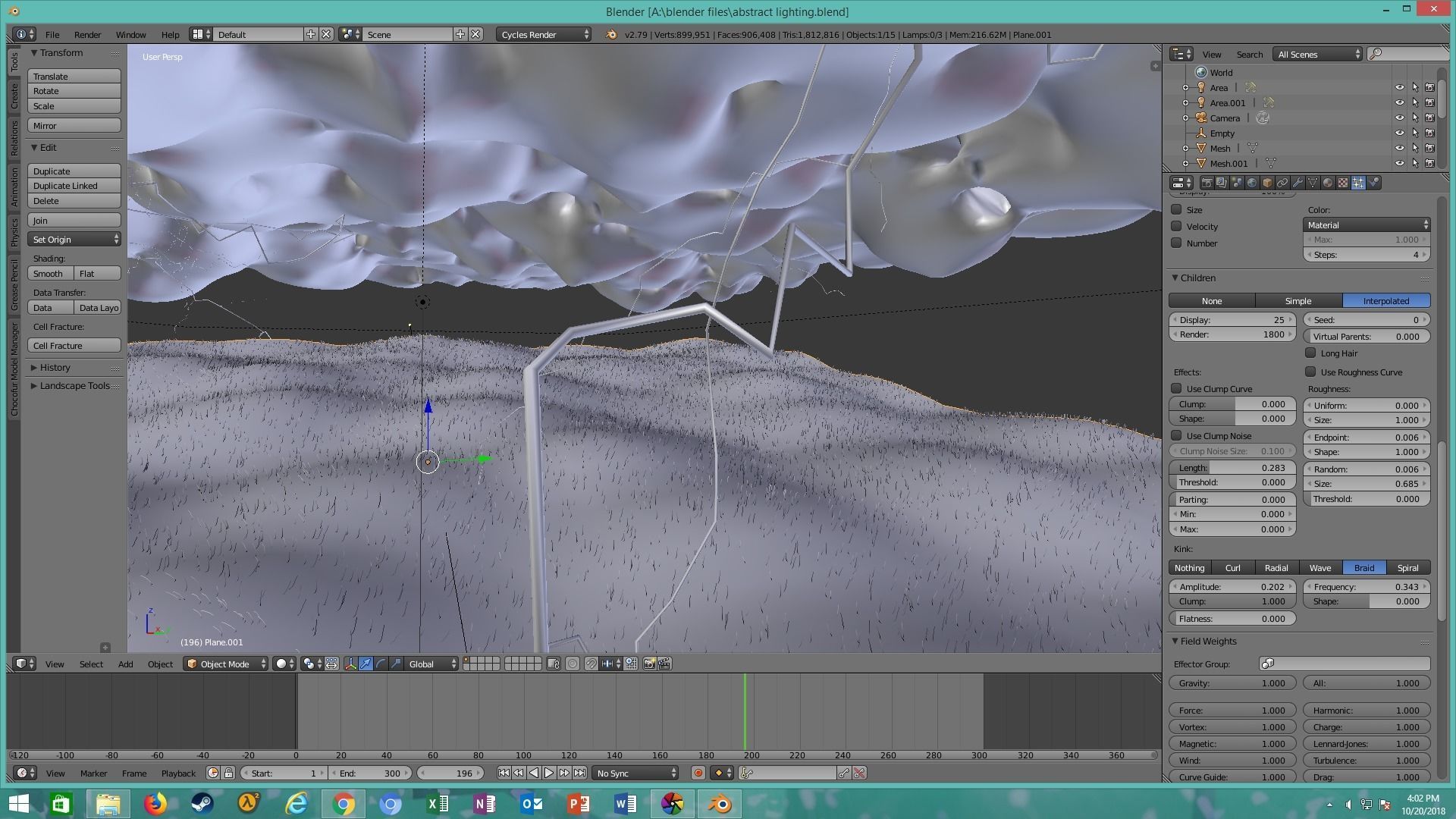 thunderstorm lightning strike on field 3D model_17