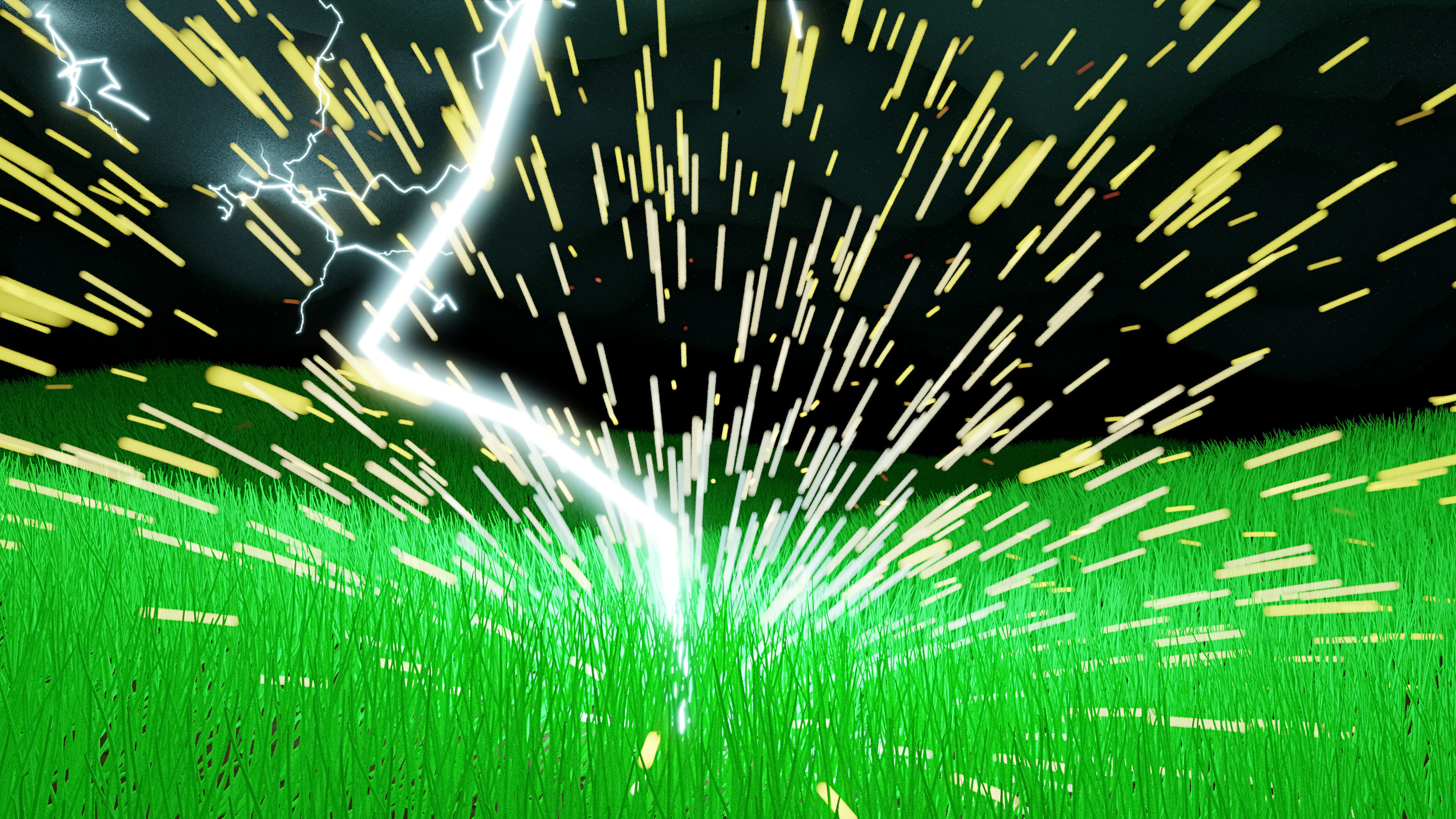 thunderstorm lightning strike on field 3D model_2