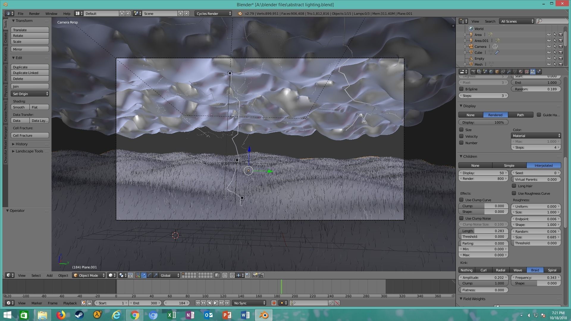 thunderstorm lightning strike on field 3D model_12