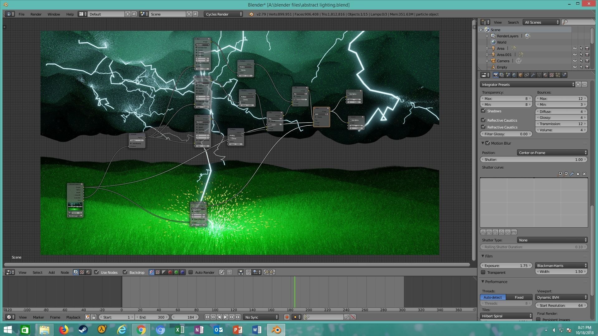 thunderstorm lightning strike on field 3D model_9