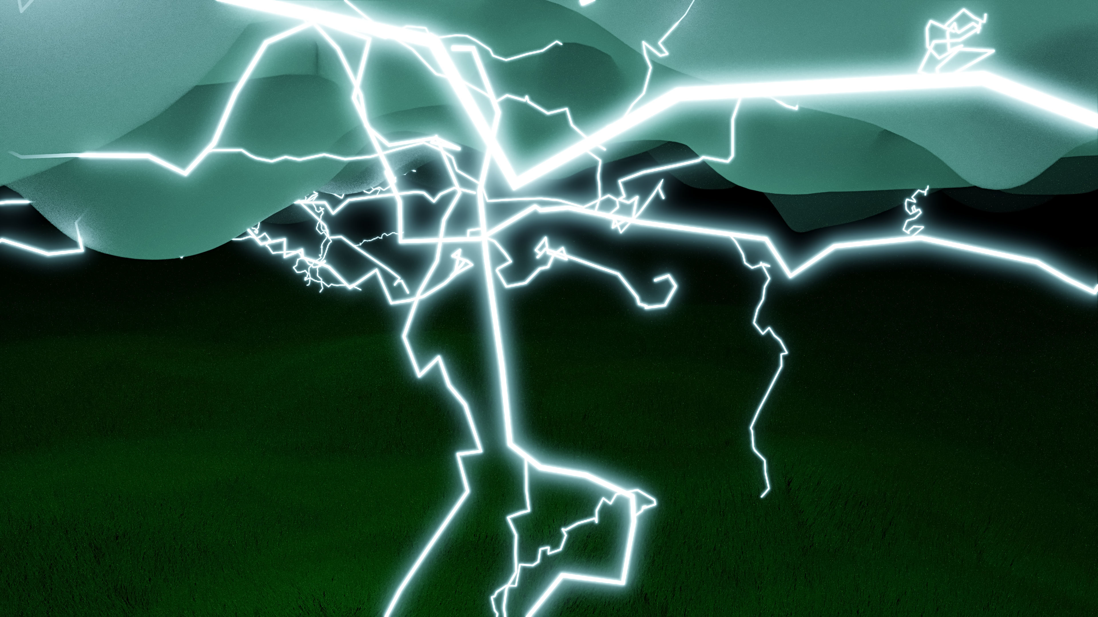 thunderstorm lightning strike on field 3D model_6