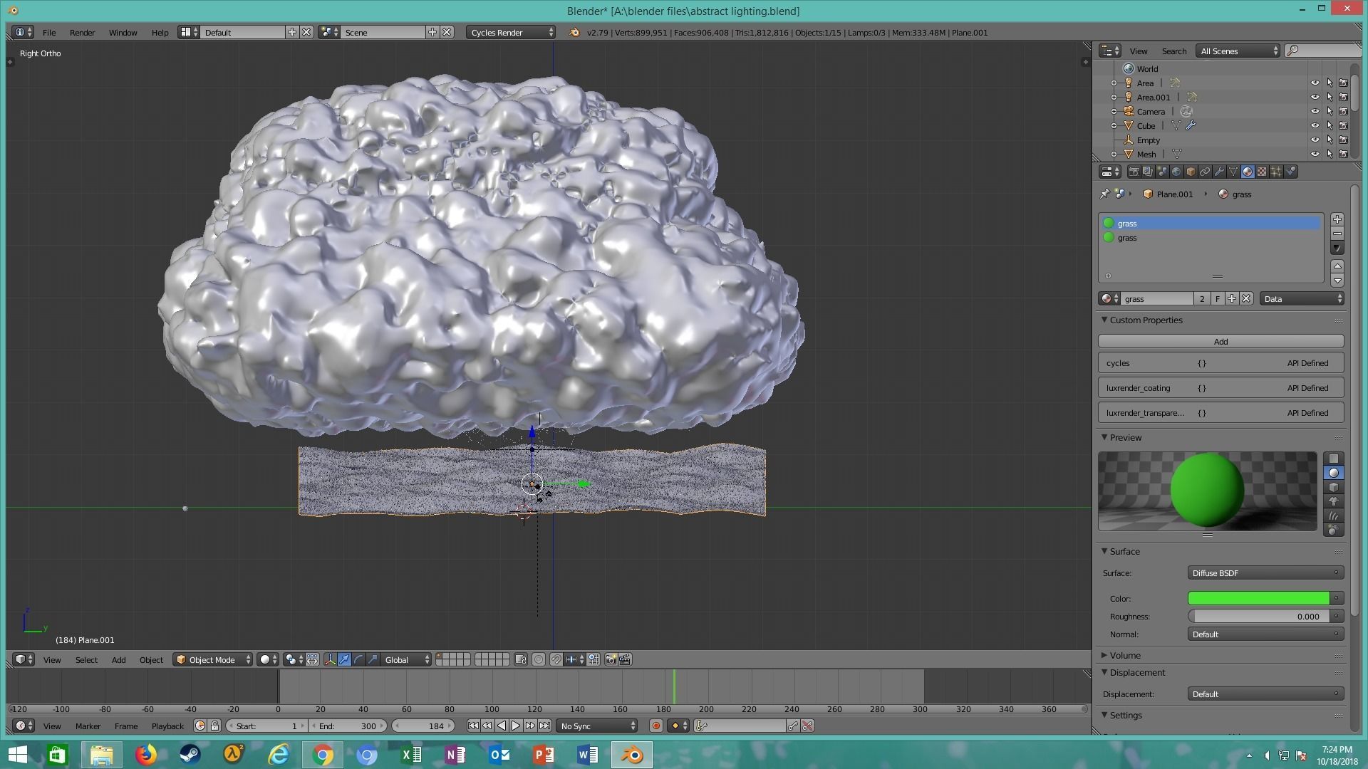 thunderstorm lightning strike on field 3D model_14