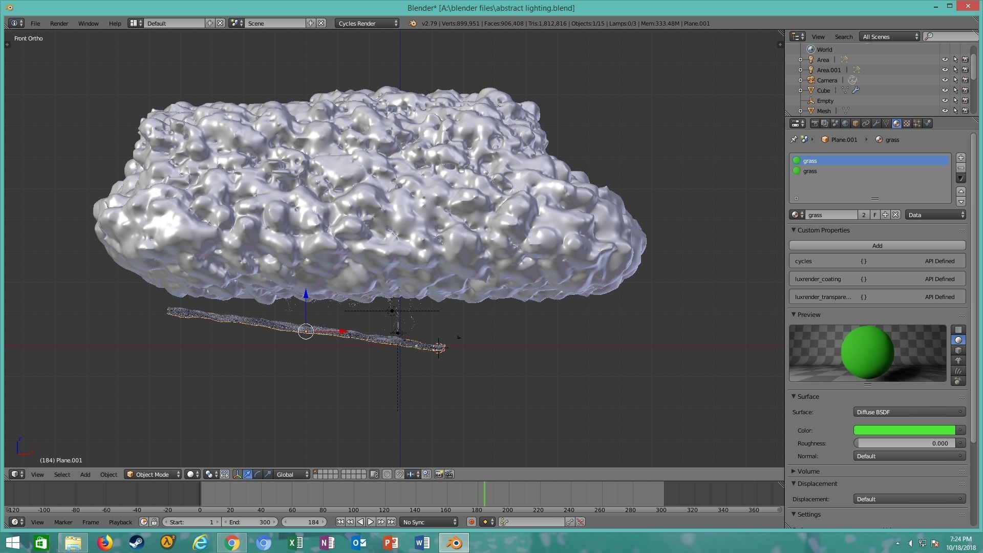 thunderstorm lightning strike on field 3D model_11