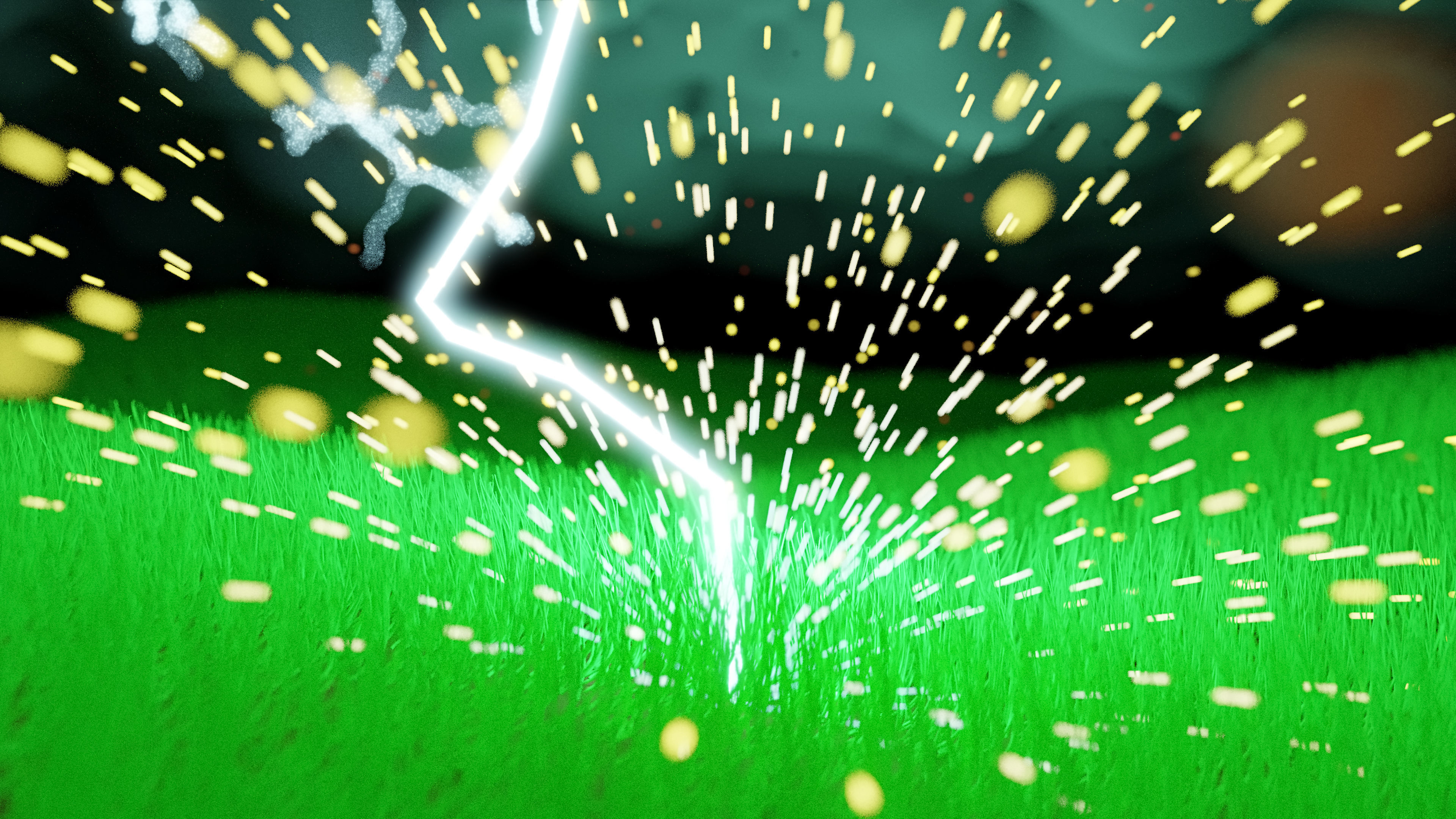 thunderstorm lightning strike on field 3D model_4
