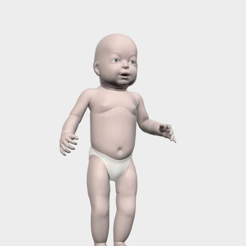 Baby 3D model in diapers 3D model