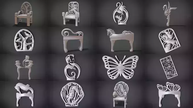 Ornament Furniture Set 3D Model Collection