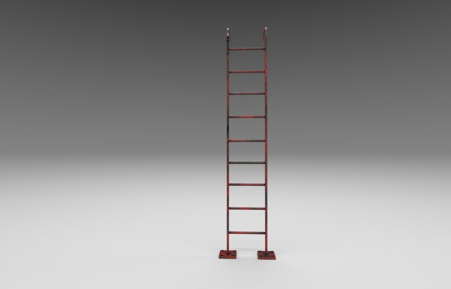 Metal ladder Low-poly 3D model_1