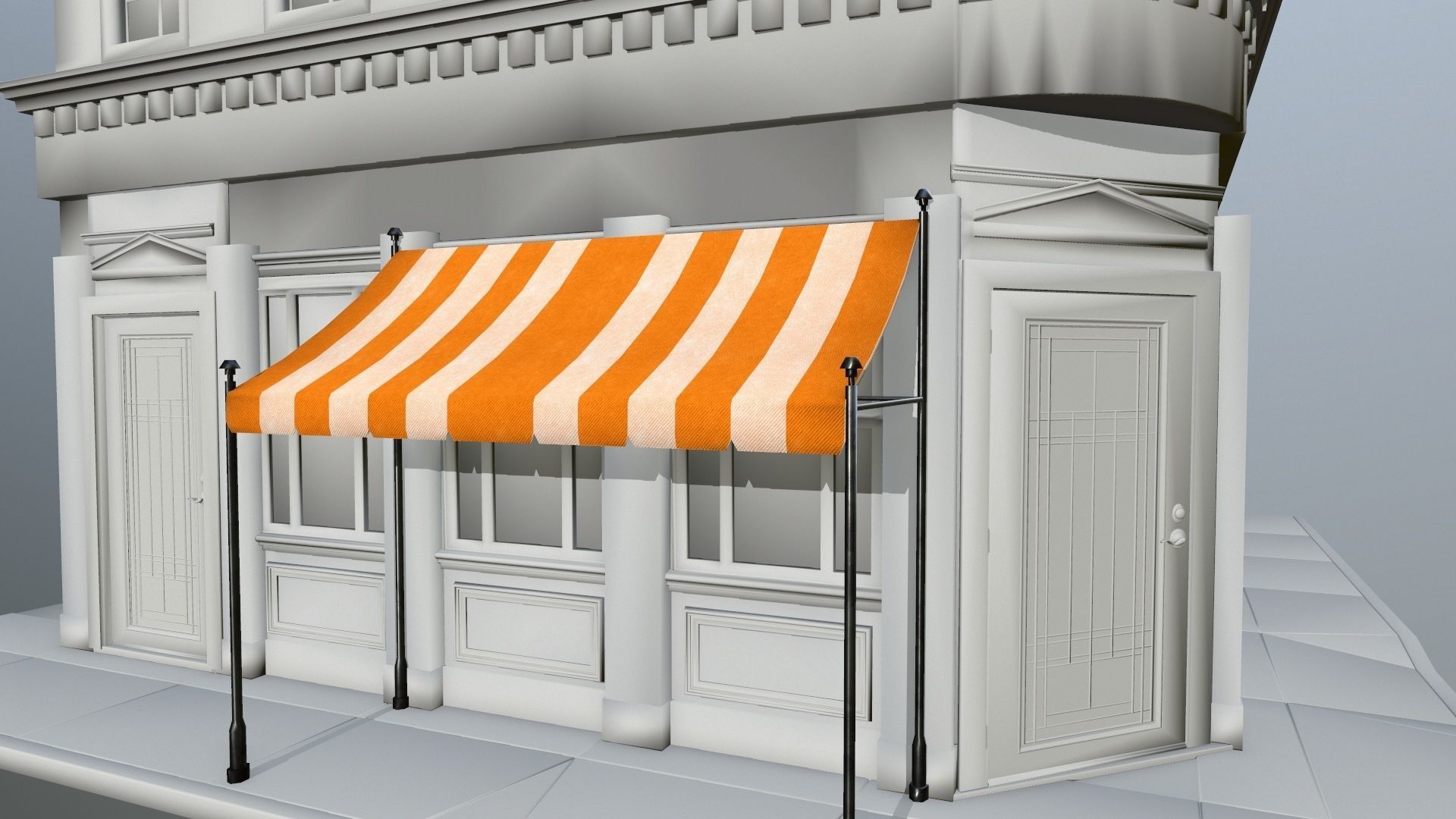 awning orange and striped lamp shade Low-poly 3D model_13