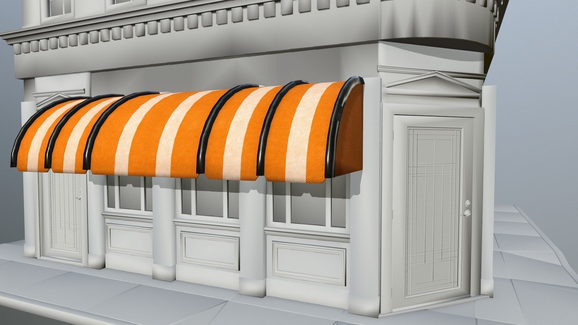 awning orange and striped lamp shade Low-poly 3D model_12