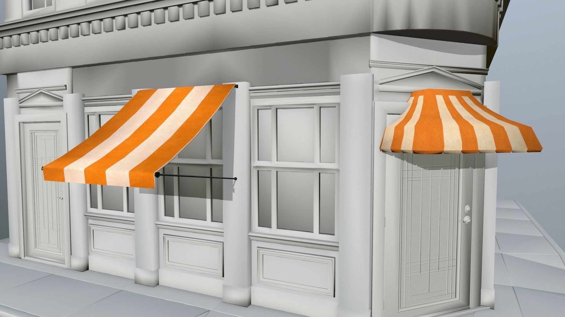 awning orange and striped lamp shade Low-poly 3D model_14