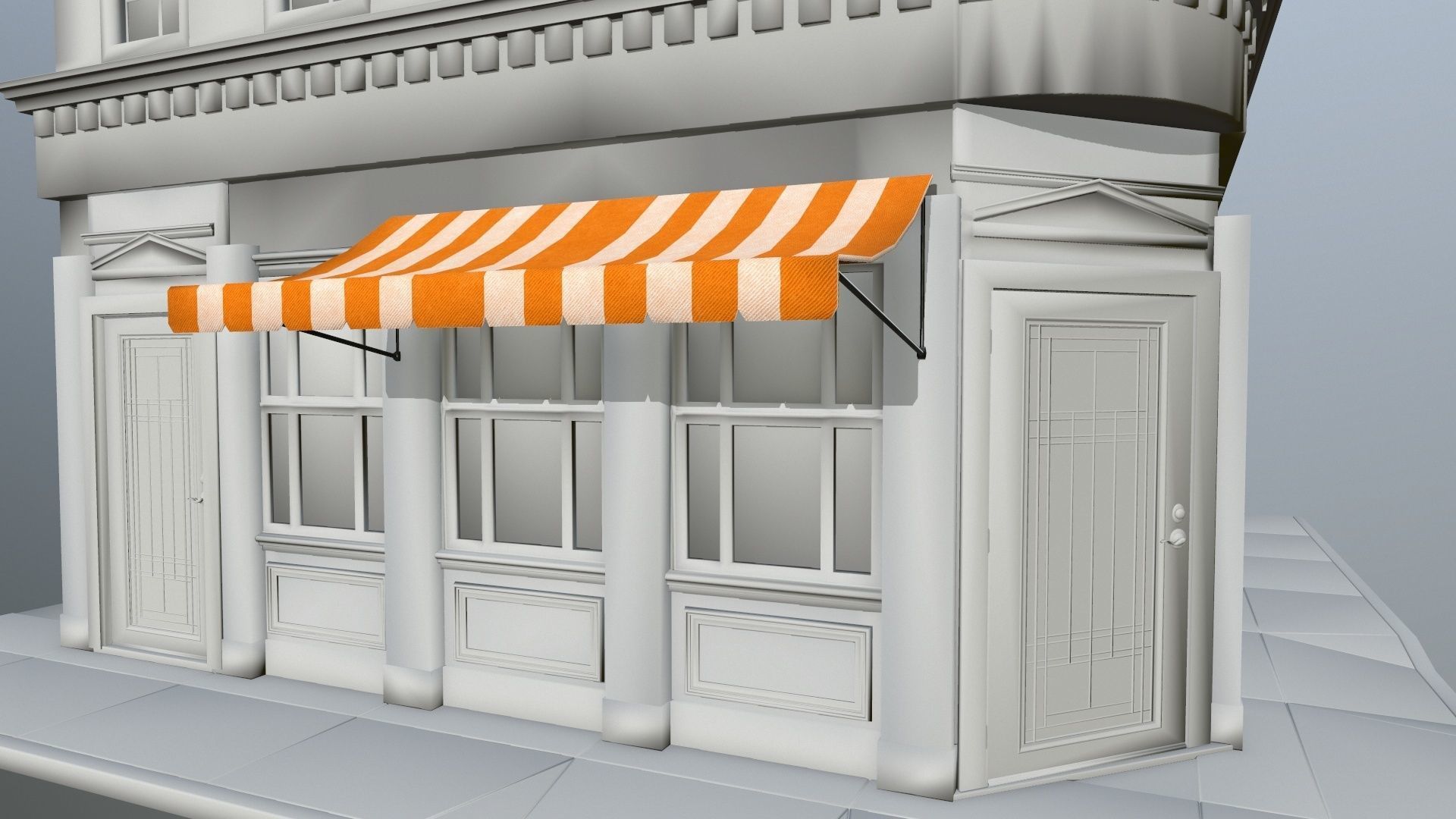 awning orange and striped lamp shade Low-poly 3D model_20