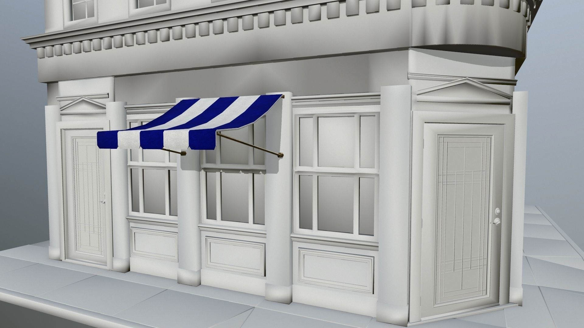 awning striped tent Low-poly 3D model_22