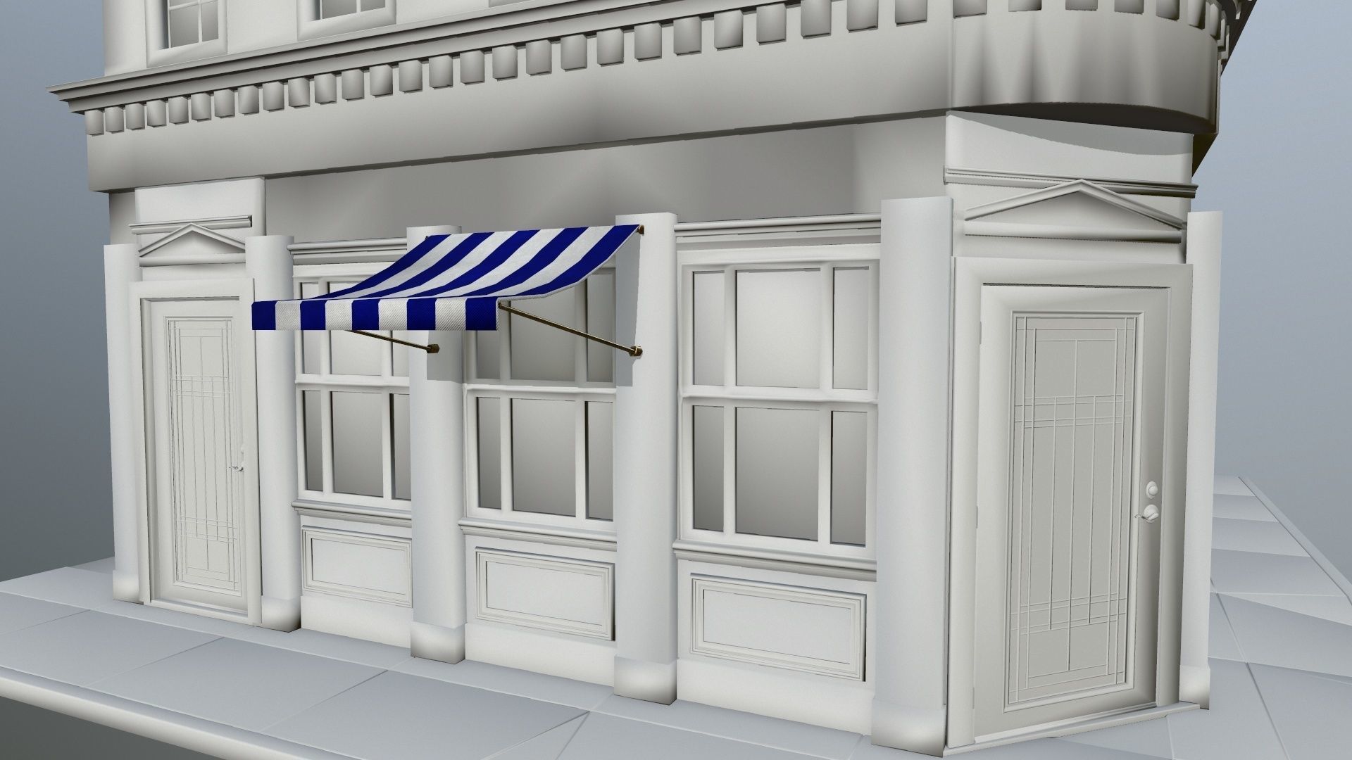 awning striped tent Low-poly 3D model_25