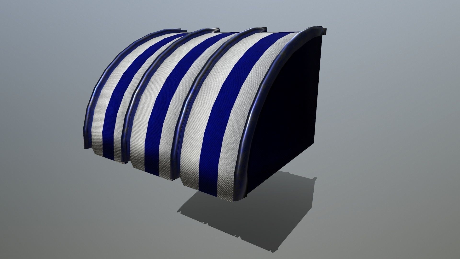 awning striped tent Low-poly 3D model_11