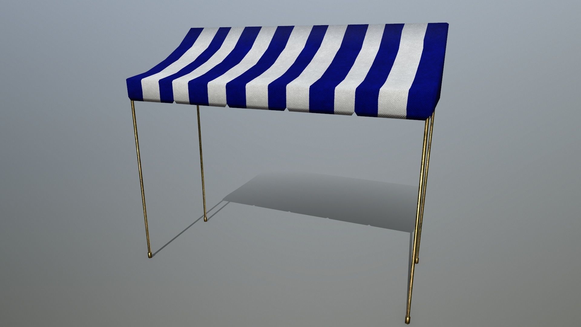 awning striped tent Low-poly 3D model_1