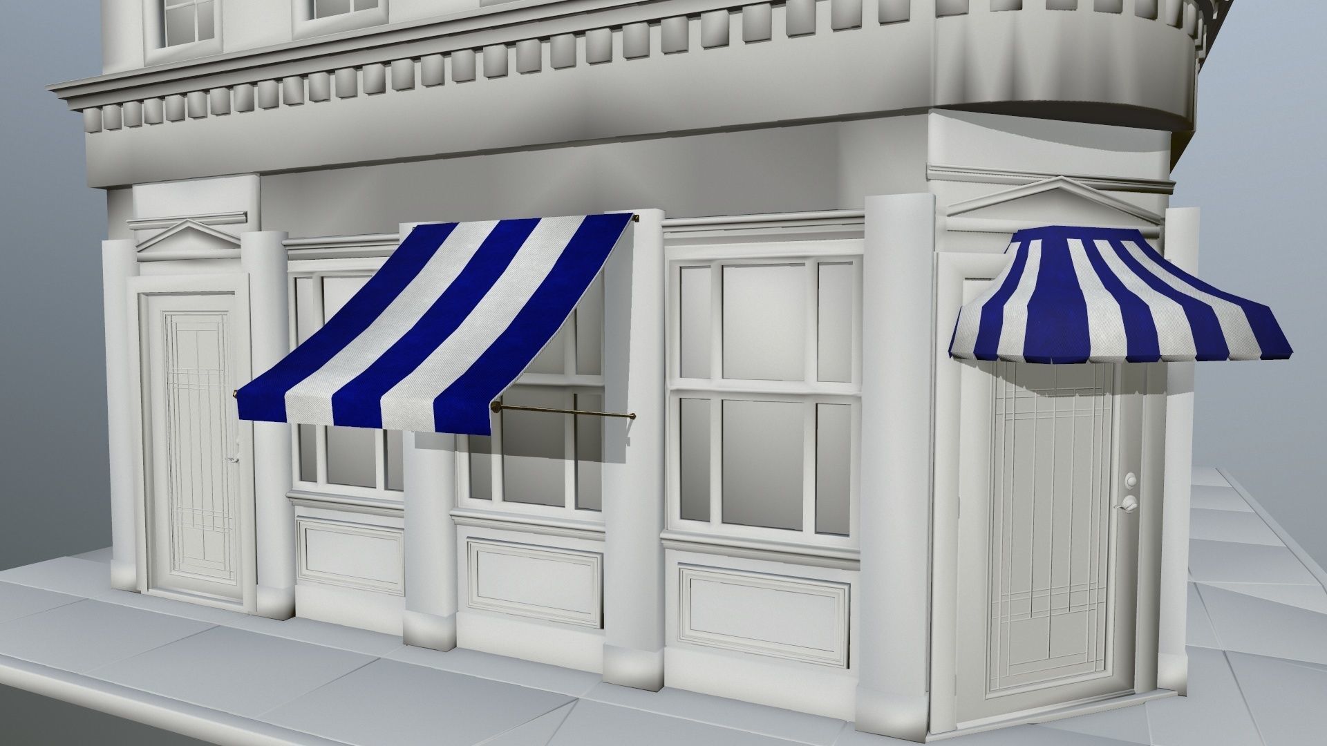 awning striped tent Low-poly 3D model_14