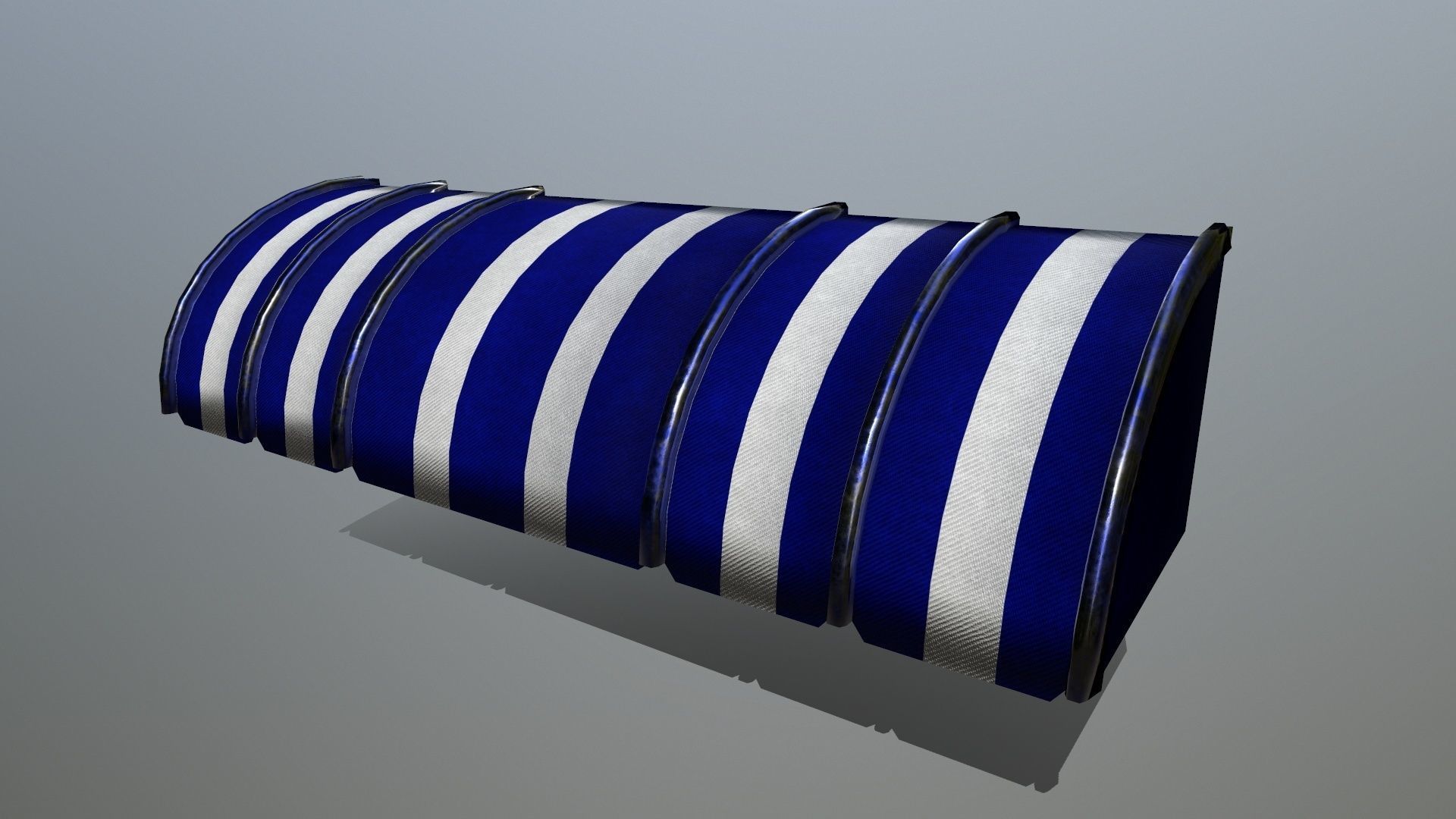 awning striped tent Low-poly 3D model_10