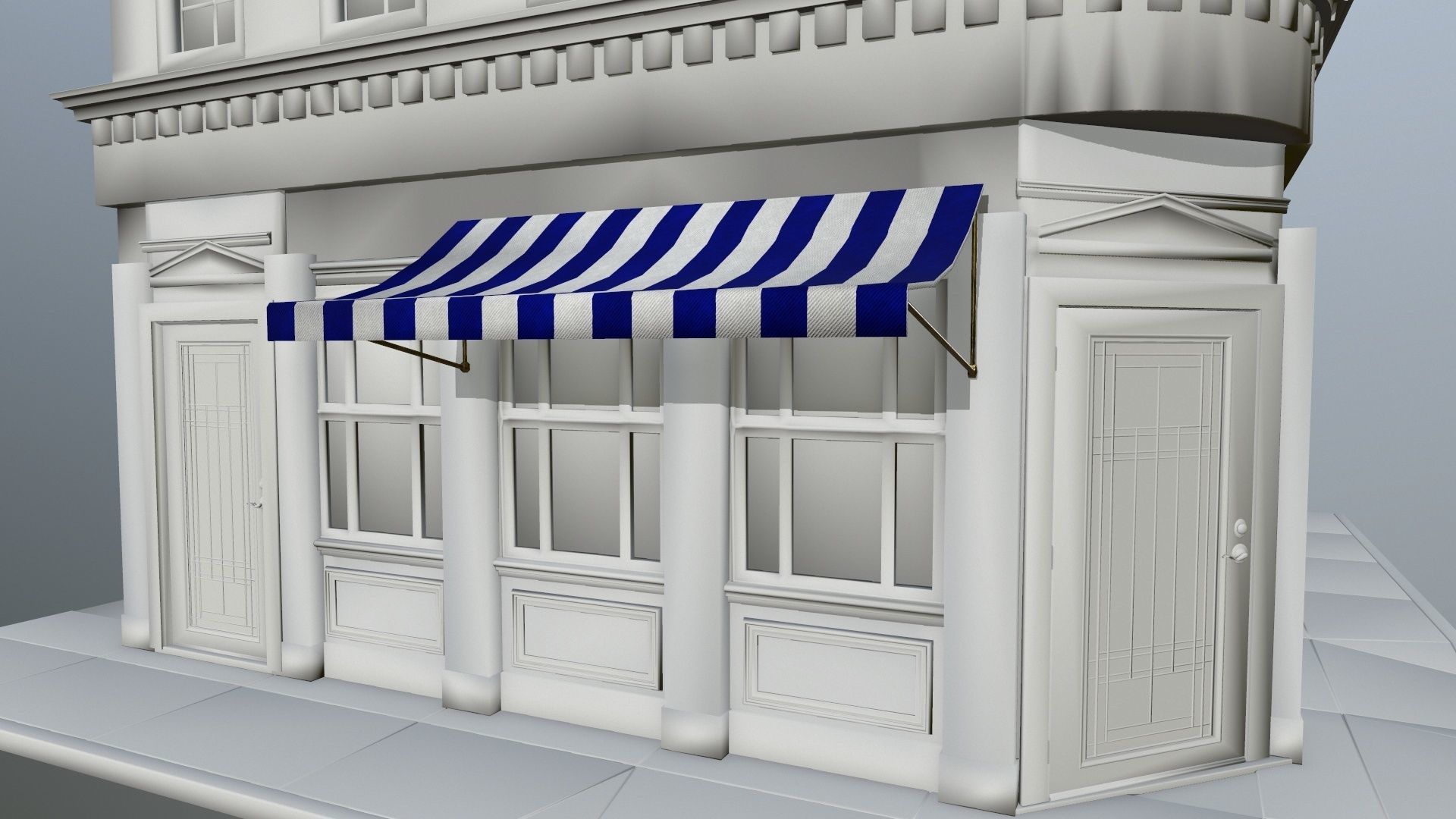 awning striped tent Low-poly 3D model_28