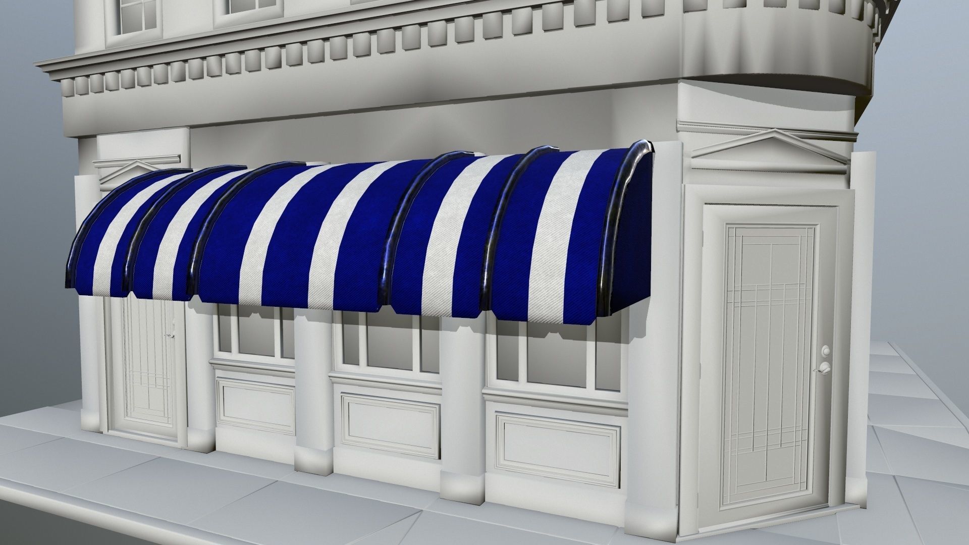 awning striped tent Low-poly 3D model_20