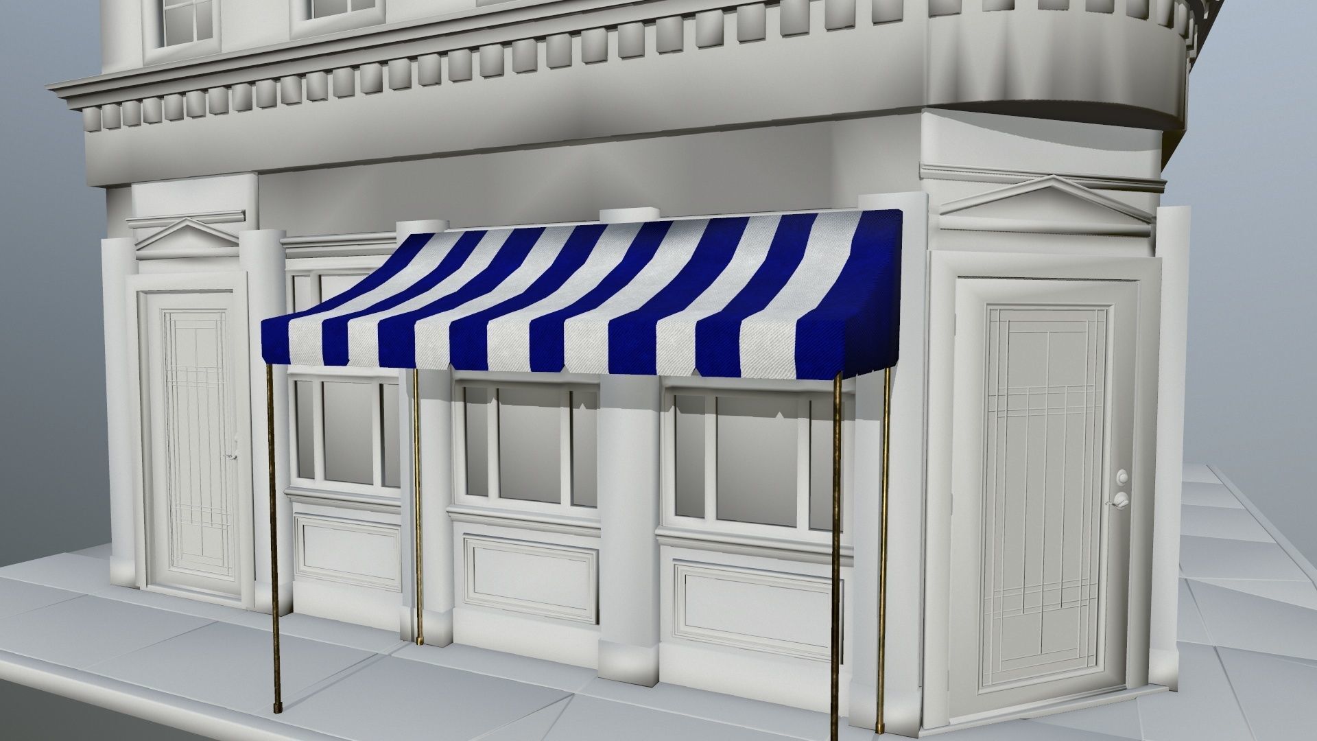 awning striped tent Low-poly 3D model_17