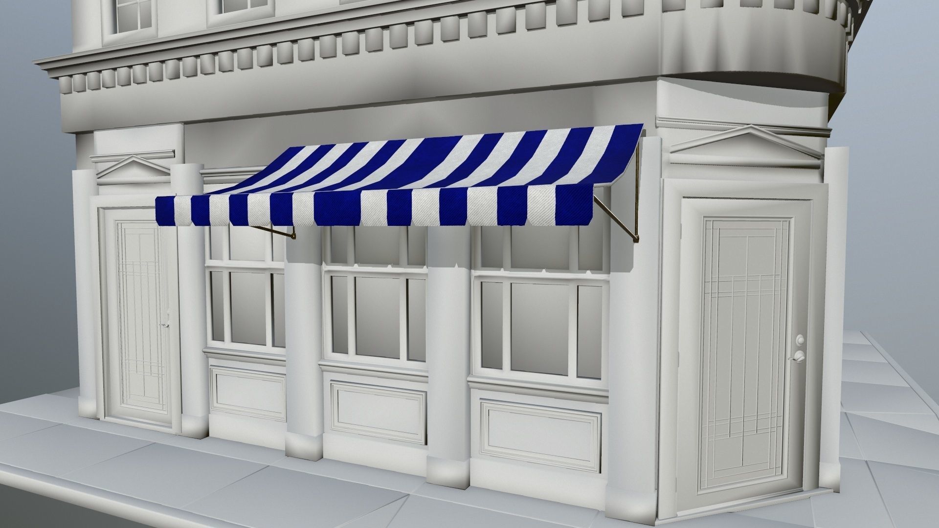 awning striped tent Low-poly 3D model_27