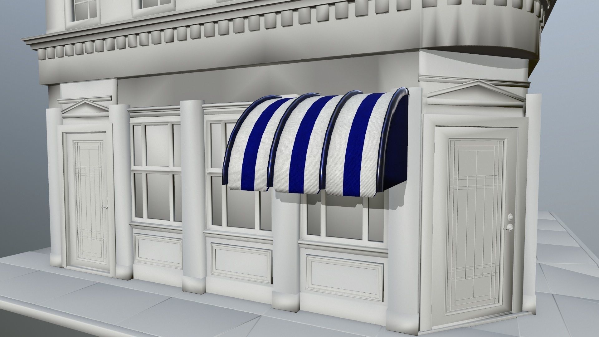 awning striped tent Low-poly 3D model_19