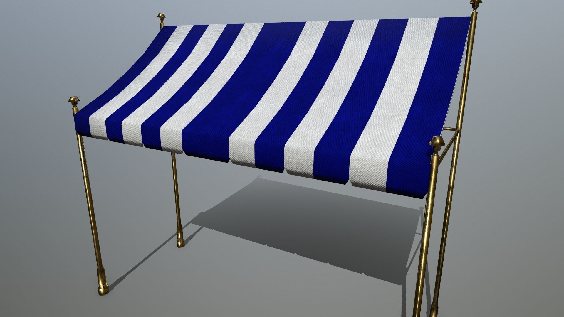 awning striped tent Low-poly 3D model_2