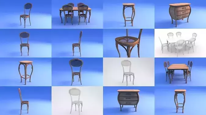 Art Nouveau Furniture 3D Model Collection
