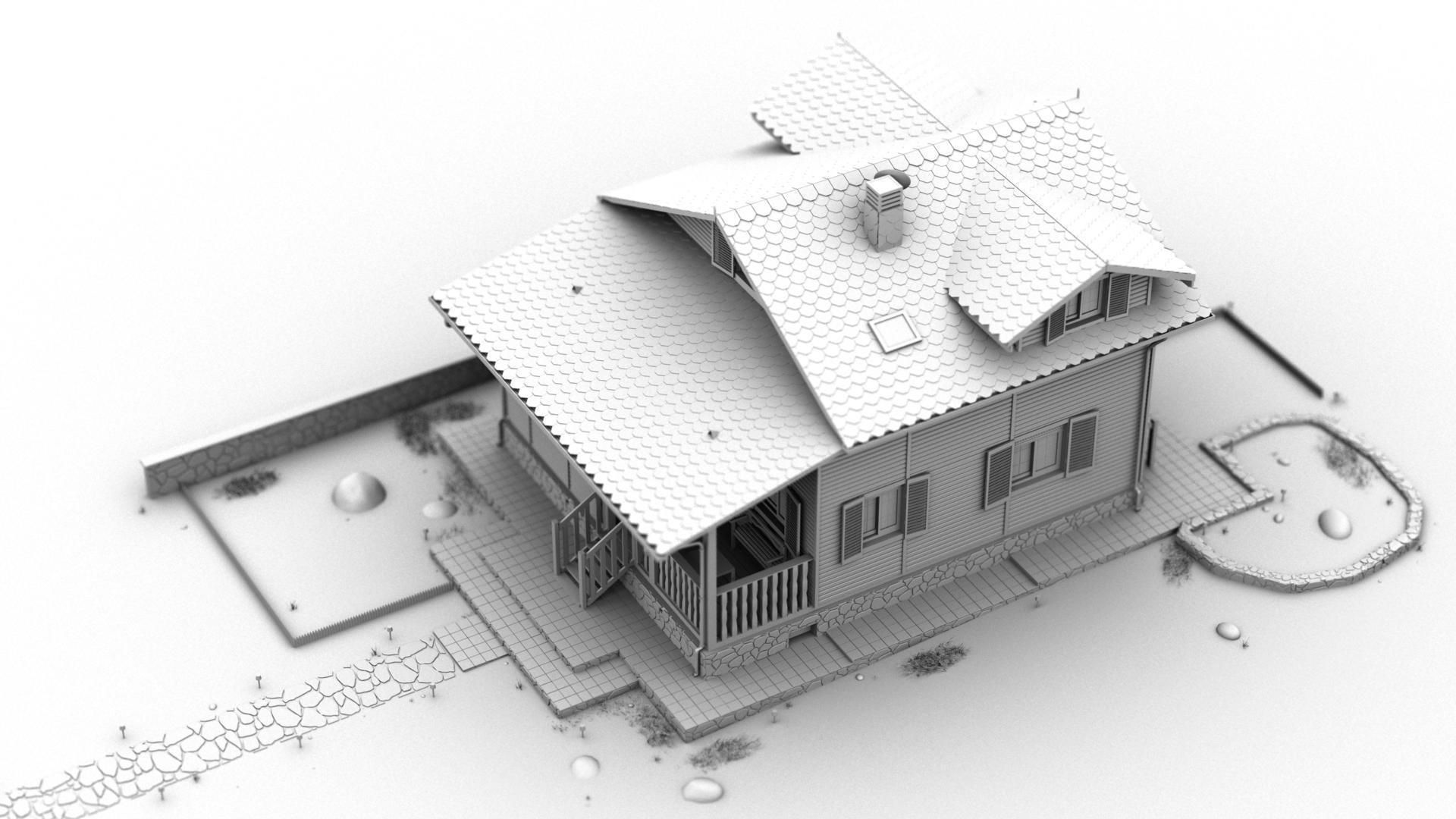 Cabin house 3D model_3