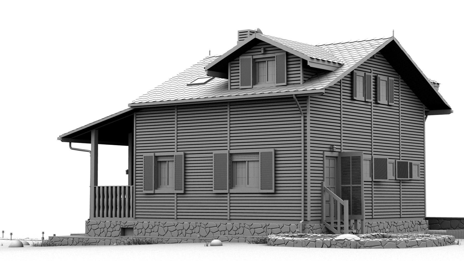 Cabin house 3D model_2