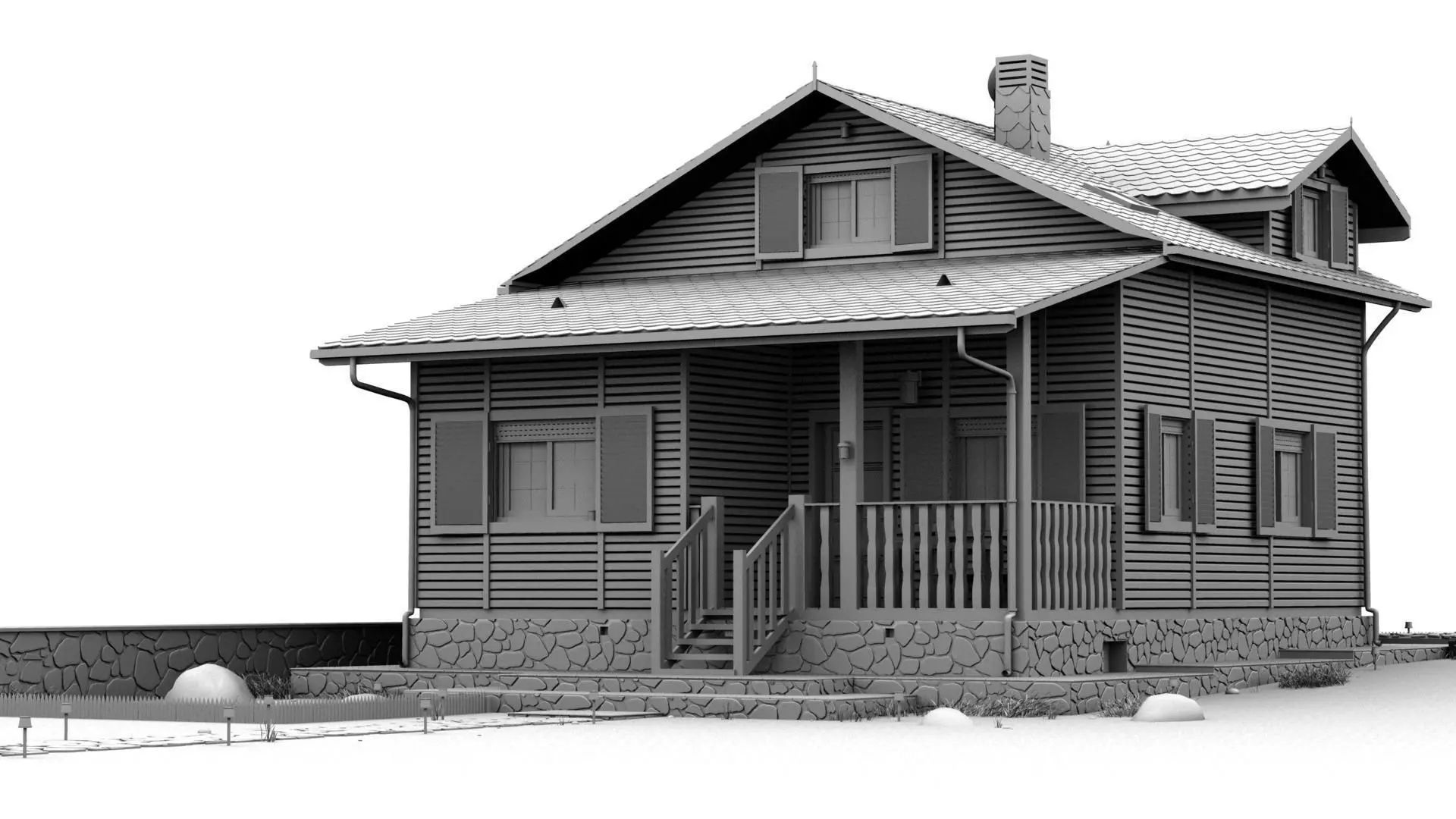 Cabin house 3D model_0