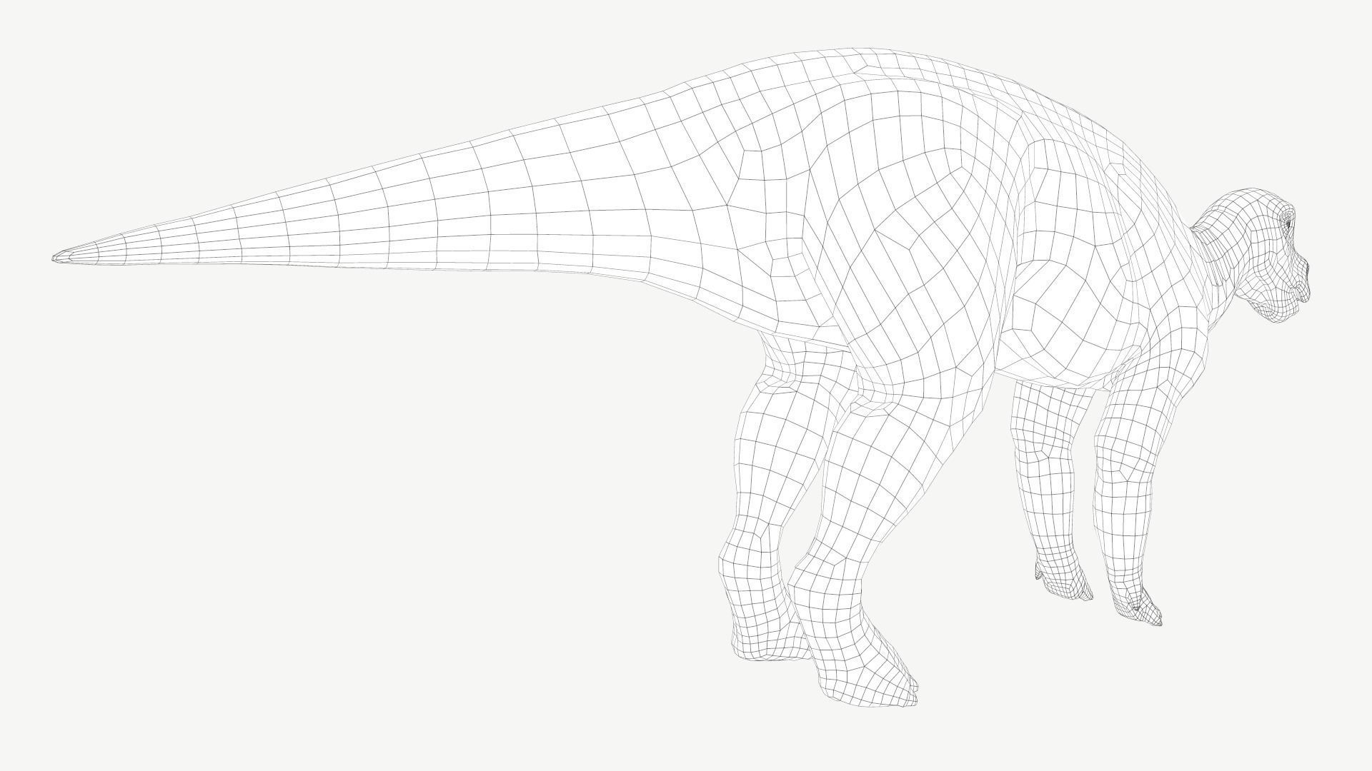 Protohadros dinosaur Low-poly 3D model_6