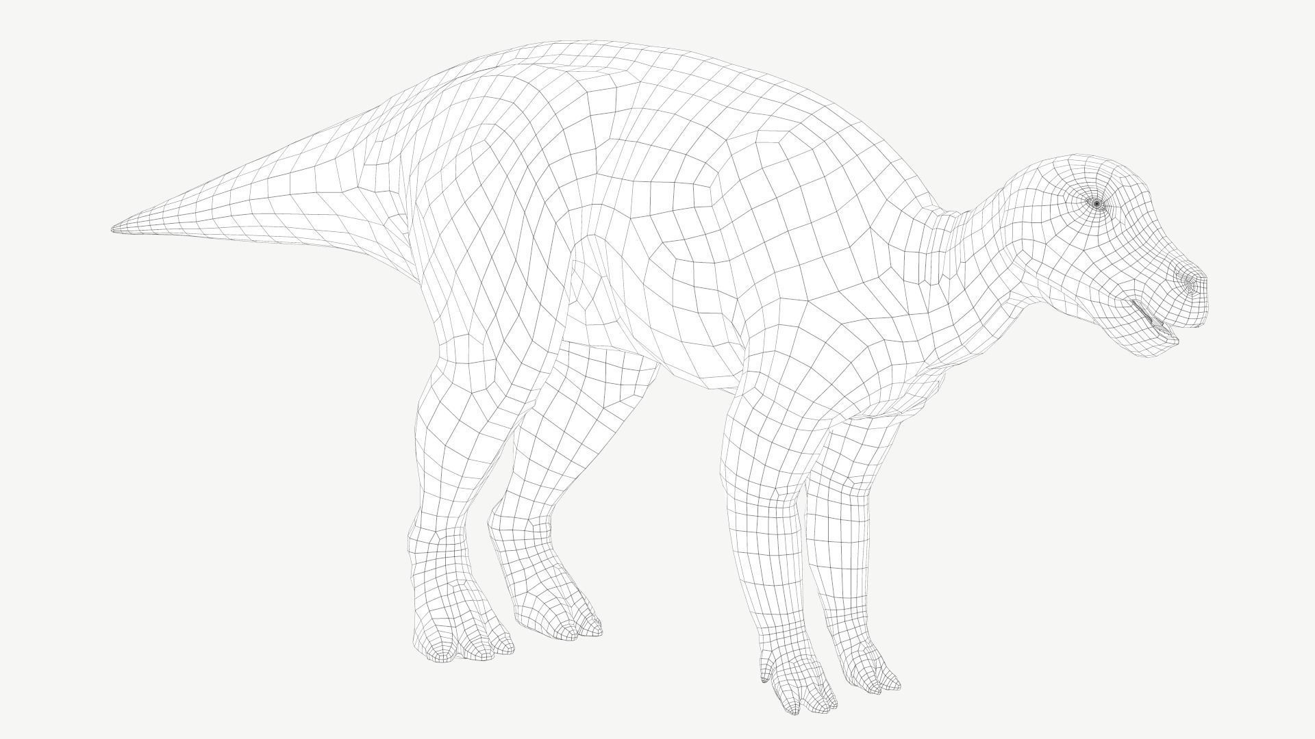 Protohadros dinosaur Low-poly 3D model_2