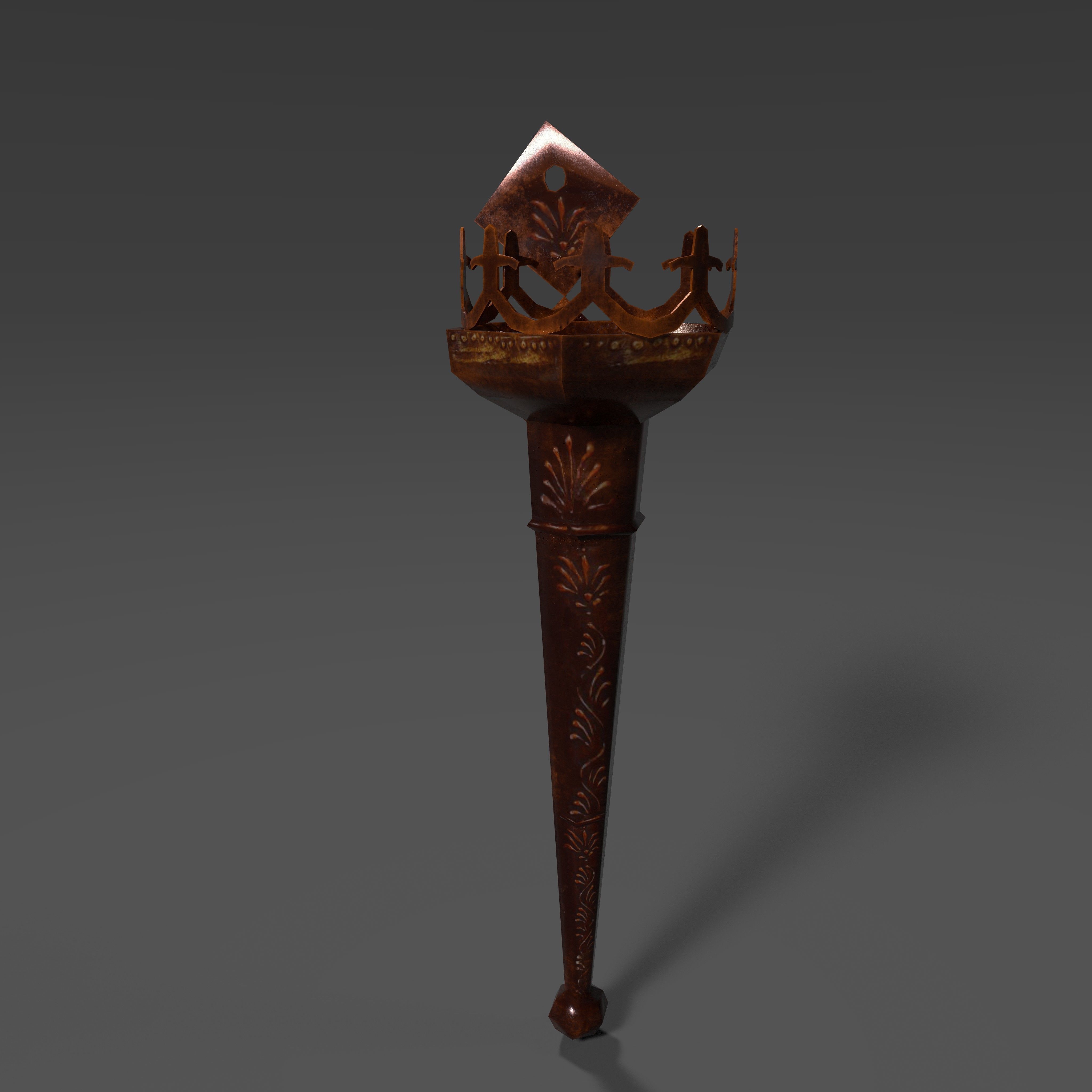 Firetorch ornate olympic torch Low-poly 3D model_1